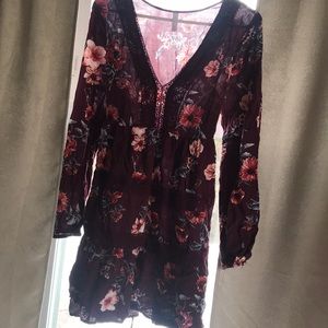 Maroon floral dress